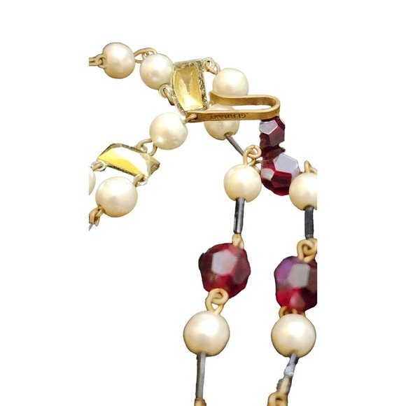 Vintage Signed Germany All Glass & Crystal Double Strand Necklace (A2847) - Picture 3 of 5
